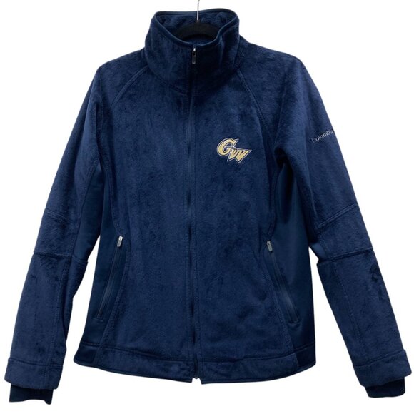 George Washington (GW) University Columbia Womens Fleece, Sz Large Full Zip Blue - Picture 1 of 16